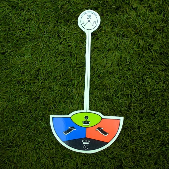 KickMap Trainer visual strike guide displayed on a grass training surface.